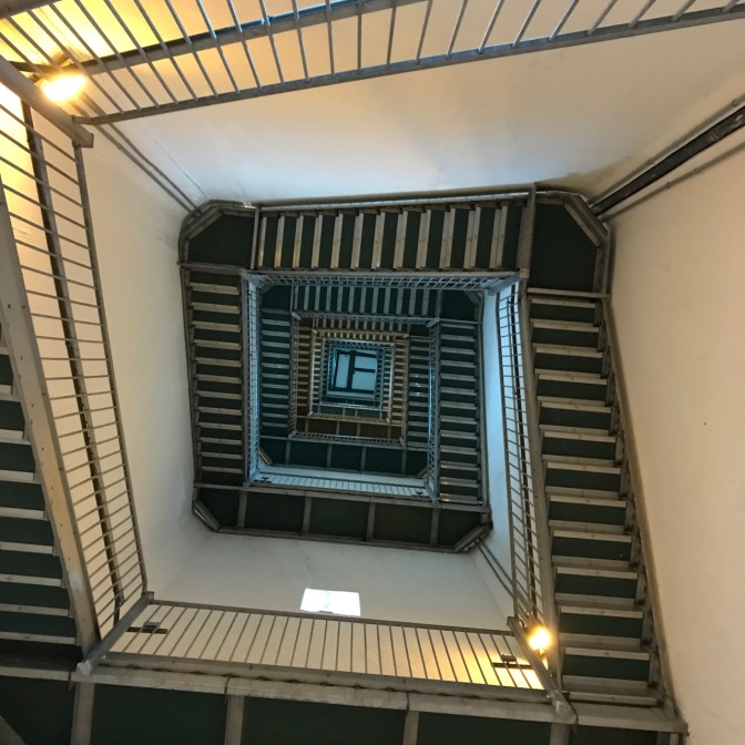 View upward of staircase.