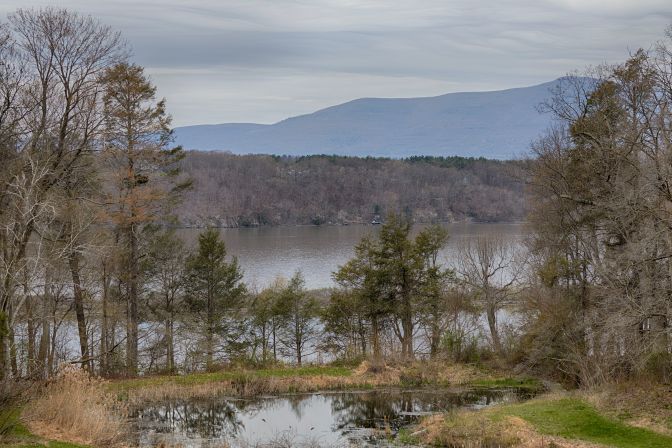 View of Catskills Mountains and Hudson River.