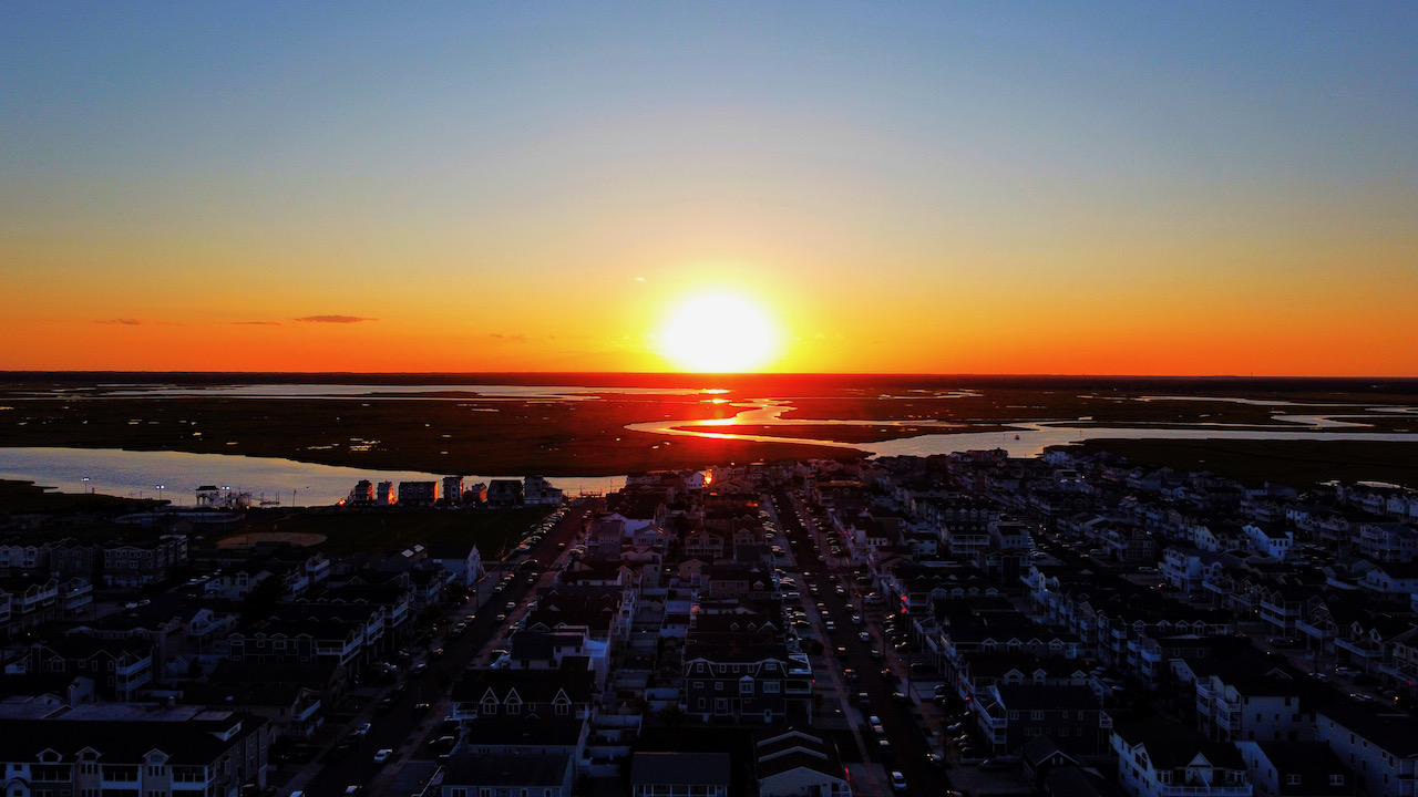 Sunset view over Sea Isle City.
