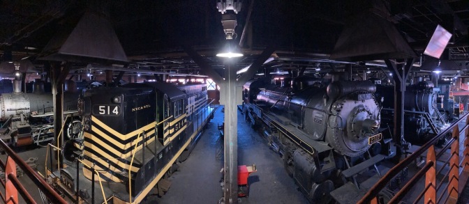 Panorama of interior of roundhouse.
